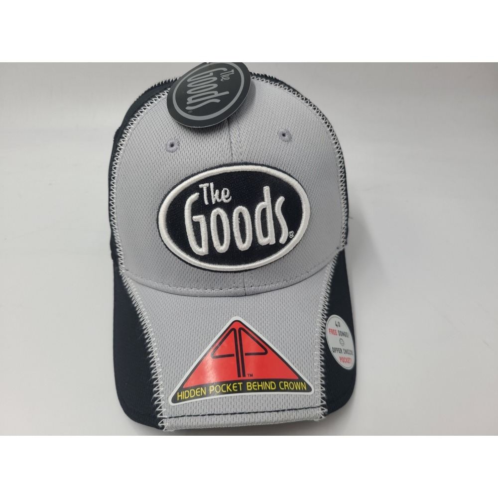 The Goods Brand Hidden Pocket Flex Fitted OSFM Hat Cap Polyester Men Gray Black